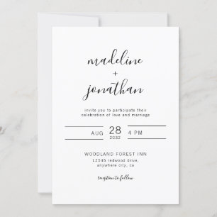 Invitación Boda de fotografías de guiones simples y elegantes