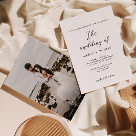 Invitación Boda de fotografías de guiones simples y elegantes