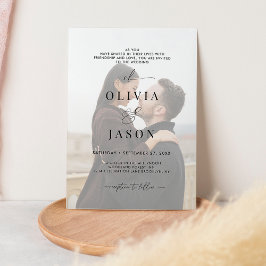 Invitación Boda de fotografías en blanco negro con escritura 