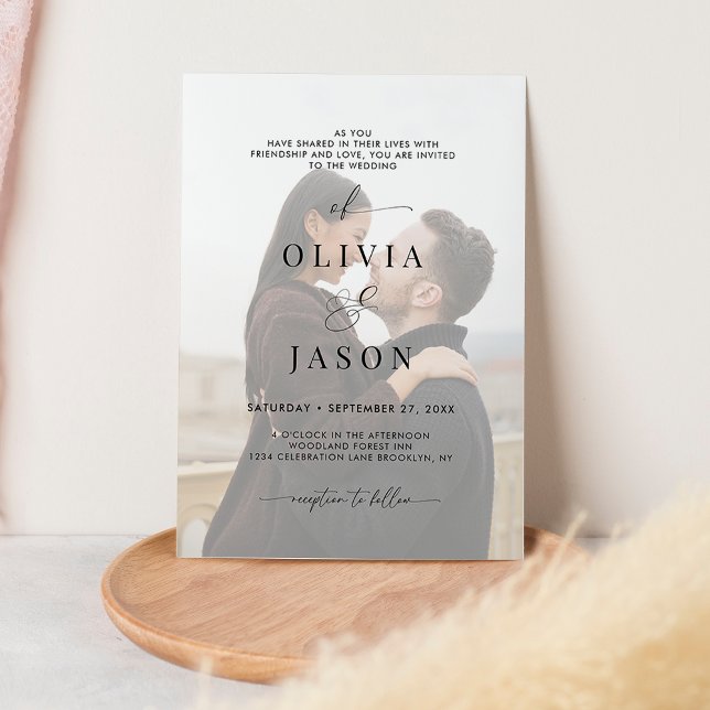 Invitación Boda de fotografías en blanco negro con escritura  (Subido por el creador)