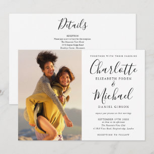 Invitación Boda de fotografías en blanco y negro todo en uno