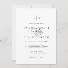Invitación Boda de fotografías en monograma todo en uno
