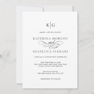 Invitación Boda de fotografías en monograma todo en uno