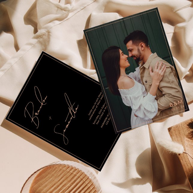 Invitación Boda de fotografías manuscritas en blanco y negro (Subido por el creador)