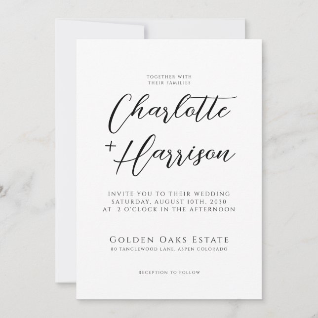Invitación Boda de fotografías manuscritas modernas (Anverso)