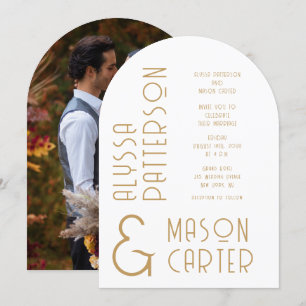 Invitación Boda de fotografías minimalista elegante Gold Mode