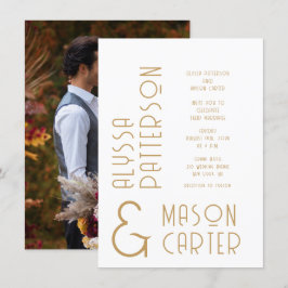 Invitación Boda de fotografías minimalista elegante Gold Mode