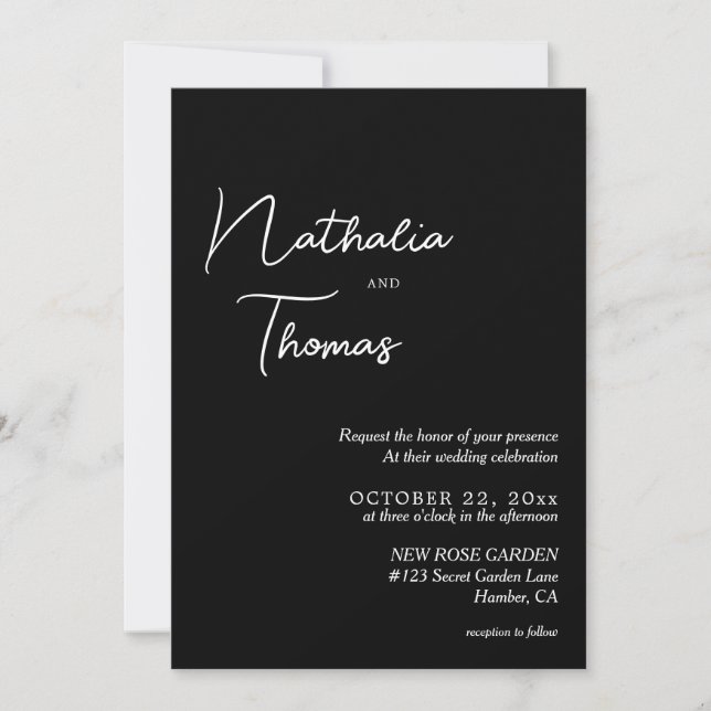 Invitación Boda de fotografías simples y elegantes en blanco  (Anverso)