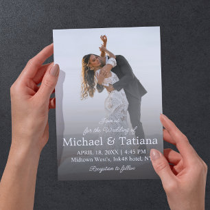 Invitación boda de fotos anticuado de escritura simple y eleg