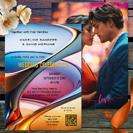 Invitación Boda de fotos colorido y abstracto moderno