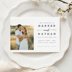 Invitación Boda de Fotos con Código QR Minimalista Boho