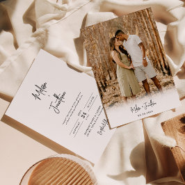 Invitación Boda de fotos con escritura Minimalista moderna co