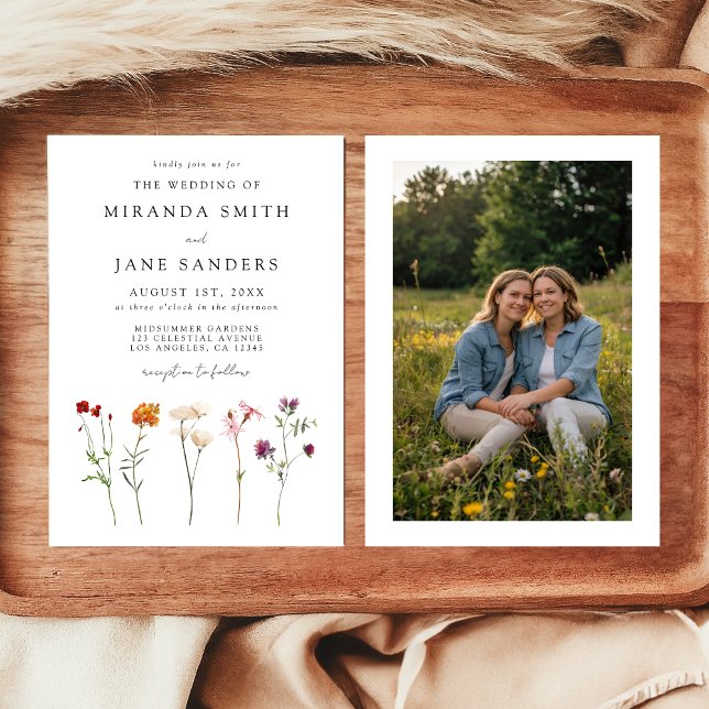 Invitación Boda de fotos con flores del Orgullo Lésbico (Subido por el creador)