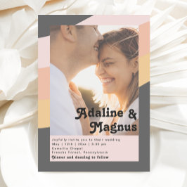 Invitación Boda de fotos con fondo de color arcoiris oscuro y