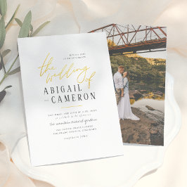 Invitación Boda de Fotos con Letra Dorada de Tipo Rústico Mod