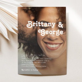 Invitación Boda de fotos con letras retro modernas y poco ent