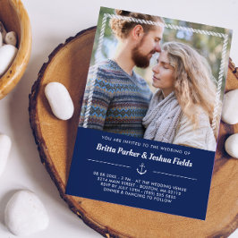 Invitación Boda de fotos de ancla y pista náutica