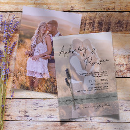 Invitación Boda de fotos de Boho en Burlap Lavender