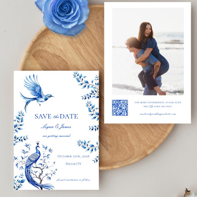 Invitación Boda de fotos de Chinoiserie Salva la fecha (Subido por el creador)