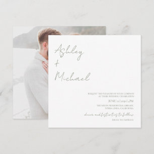 Invitación Boda de fotos de código de vestir sencillo y moder