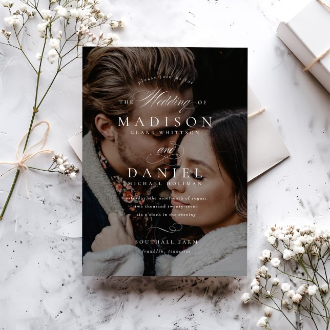 Invitación Boda de fotos de código QR de escritura elegante y (Subido por el creador)