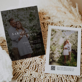 Invitación Boda de fotos de código QR de escritura minimalist