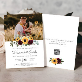 Invitación Boda de fotos de código QR ruso para girasoles y R