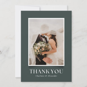Invitación Boda de fotos de efecto de sombra verde gracias TA