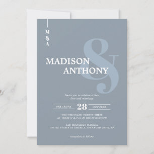 Invitación Boda de fotos de estilo moderno y azul turbulento