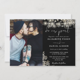 Invitación Boda de Fotos de Flores en Blanco y Negro Gótico