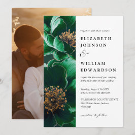 Invitación Boda De Fotos De Flores Modernas De Ecología Verde
