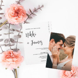 Invitación Boda de fotos de guiones simples de las iniciales