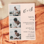 Invitación Boda de fotos de iniciales minimalistas rosas casu<br><div class="desc">Moderna boda de fotos minimalistas ocasionales iniciales,  pequeña ceremonia de boda perfecta. Añade tus 4 fotos e iniciales de tu pareja,  un sencillo tema boda rosa pastel.</div>
