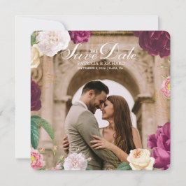 Invitación Boda de fotos de la floral verde esmeralda salva l