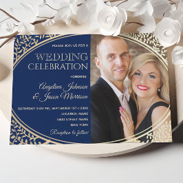 Invitación Boda de Fotos de la Marina y Oro de Lujo