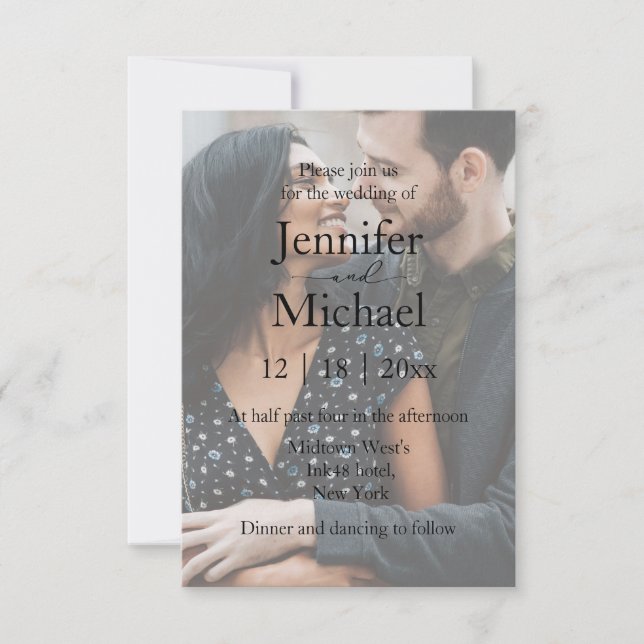 Invitación boda de fotos de la pareja de escritores minimalis (Anverso)