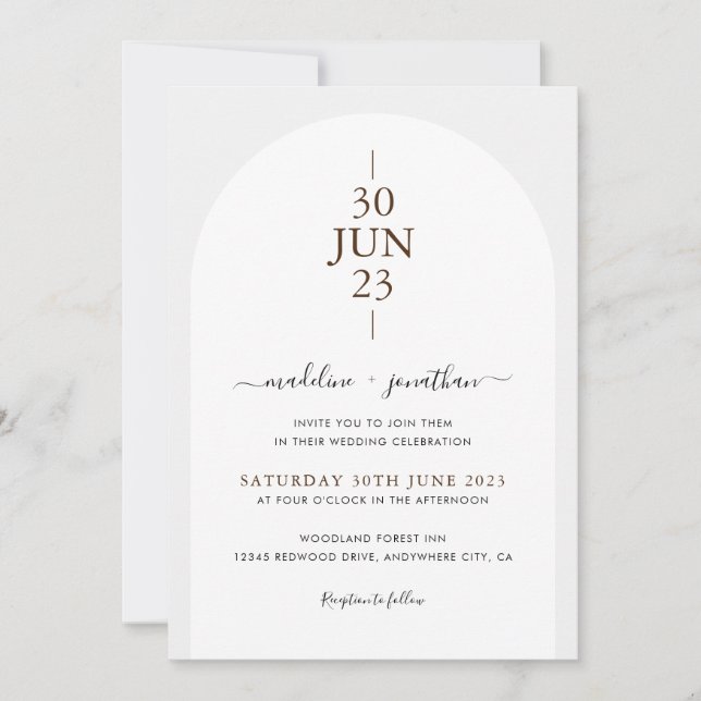 Invitación Boda de fotos de la puerta gris blanca de marfil d (Anverso)