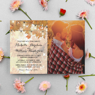 Invitación Boda de fotos de la Rústica Caída del Otoño del Ár