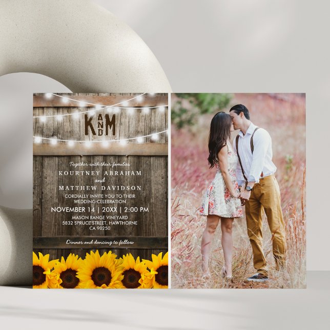 Invitación Boda de fotos de las cadenas rusticas de girasoles (Subido por el creador)