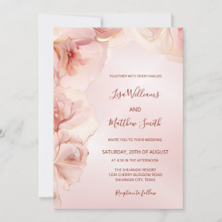 Invitación Boda de fotos de las flores rosadas de Rubor