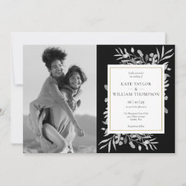 Invitación Boda De Fotos De Oro Negro Y Blanco Invita