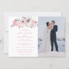 Invitación Boda de fotos de pareja personalizado y floral ros