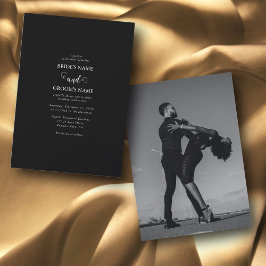 Invitación Boda de fotos de parejas de guiones blancos y negr