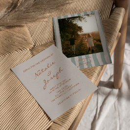 Invitación Boda de fotos de Pinstripes Escritas De Otoño