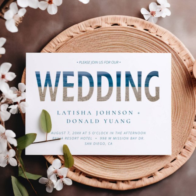 Invitación Boda de fotos de playa Arte de texto (Subido por el creador)