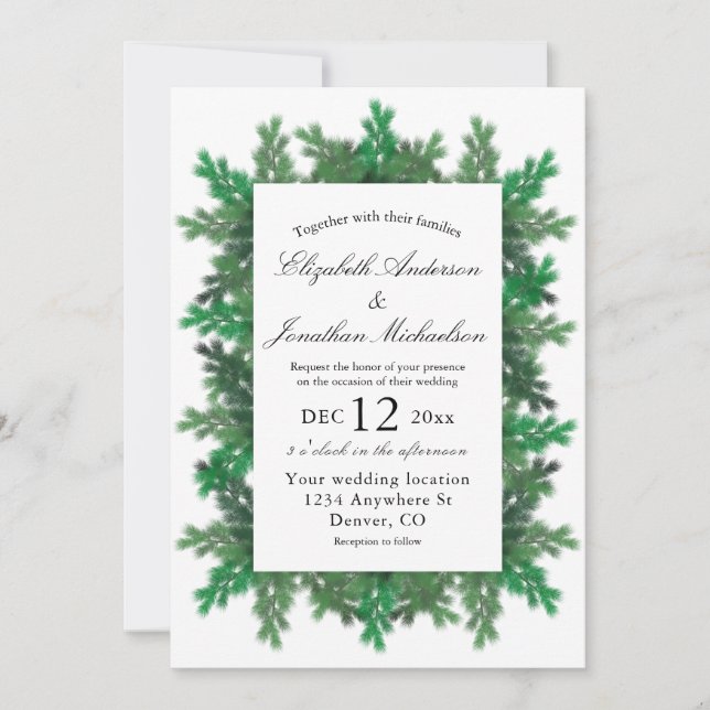 Invitación Boda de fotos de ramas de árbol de invierno (Anverso)