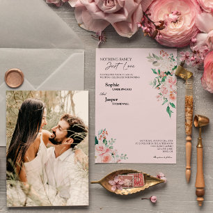 Invitación Boda de fotos de Rubor Floral Pink Nothing Fancy