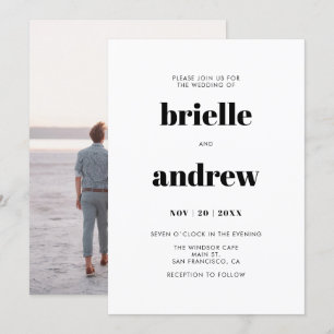 Invitación Boda de fotos de serie simple y negrita