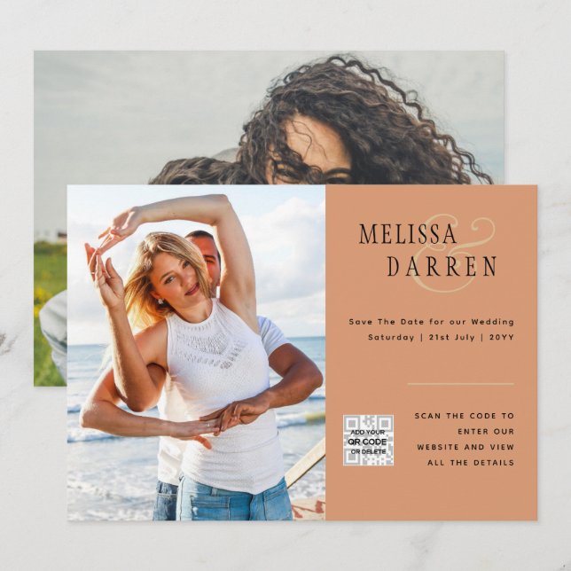 Invitación Boda DE FOTOS DE Terracota Ligera GUARDAR FECHA CÓ (Anverso / Reverso)