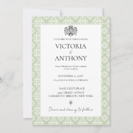 Invitación Boda de fotos del Personalizado verde sabio elegan